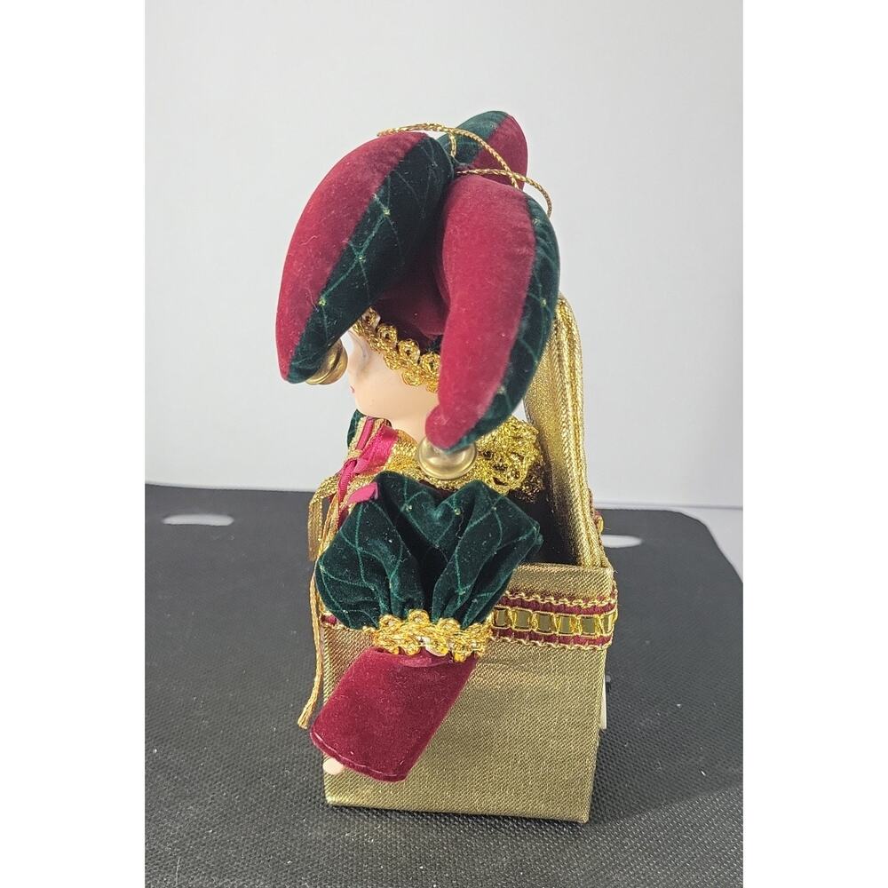 Vintage Jester Ornament in Gold Decorative Box – 6 Tall Handmade Style - Picture 3 of 6